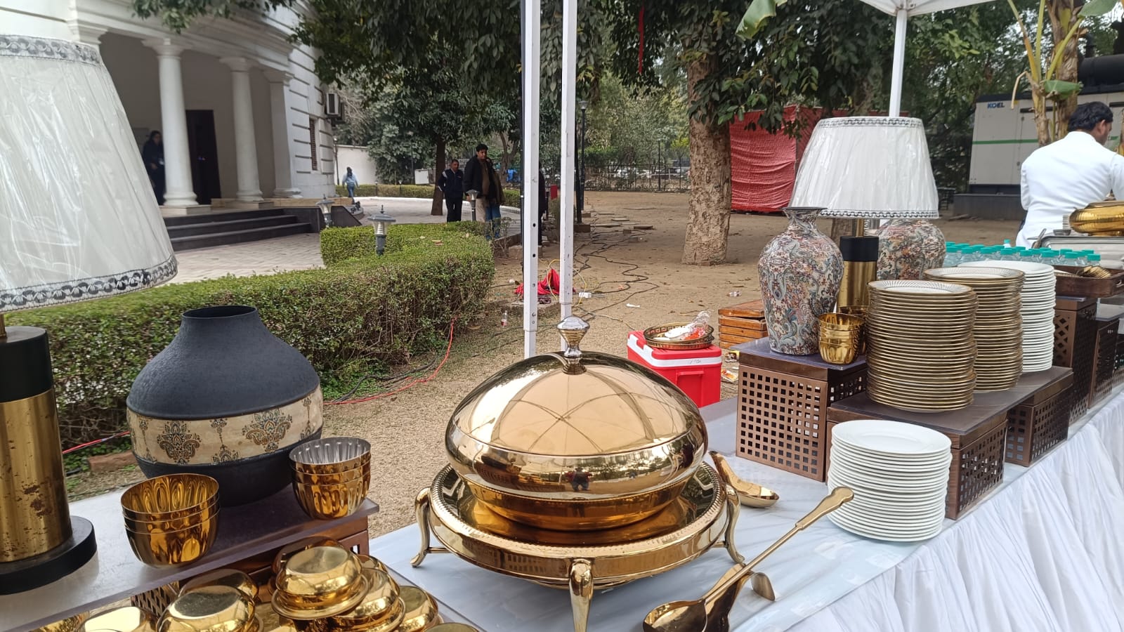 Gold buffet & live counters by Lord's Grace caterers